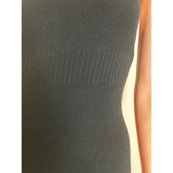 BeBe maxi dress ribbed side slit stretch gold buttons back zip up SZ SM black - Picture 10 of 10